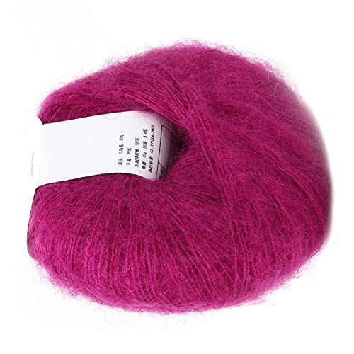 Angora -Wollgarn, Beliebte Weiche Mohair -Strick Angora Wollgarn für Stricken, Garn (15 tiefe Rosenrot) von Marhynchus