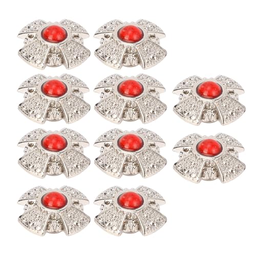Bunte Edelsteine ​​Kreuzungsschraube Rückenknöpfe Set Elegante Vintage Dekorative Nieten für Ledersättel, Hüte 10 Sets (BLACK) (Rot) von Marhynchus