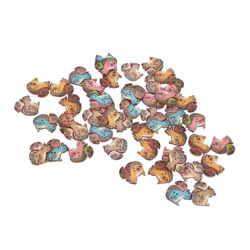 Bunte Holzknöpfe Zum Nähen und Häkel -DIY -Projekten Tierdesign 100 Pack (Eichhörnchen-Stil, 50 Stück) von Marhynchus