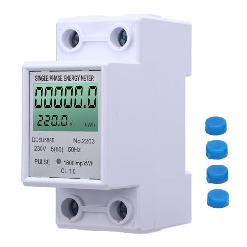 DIN Rail Einphase Energy Mess AC -Stromverbrauchstester mit Hintergrundbeleuchtung für Hausstrommanagement 5 (60) A 1600IMP/kWh von Marhynchus