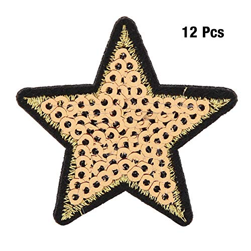 DIY 12PCS Star Patch Sticker Aufkleber, Langlebiger Material Kleidung für Beutelkleidung Schal Dekoration, Leicht zu Bügeln/nähen-nähenfleck für Accessoires von Marhynchus