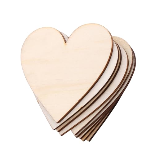 Herzform Holz, Hölzerne Herzformen, 100 Stück Unterschiedliche Größen, Ideal für Kartenherstellung, Scrapbooking, Kunsthandwerk mit Naturholz, Unfertiges Holz (80 mm) von Marhynchus