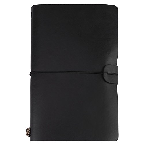 Hilitand Reisende-Notizbuch, 5Colors klassisches PU-Leder-Tagebuchbuch Personalisiertes Notizbuch-Tagebuch-nachfüllbarer Notizblock(Black) von Marhynchus