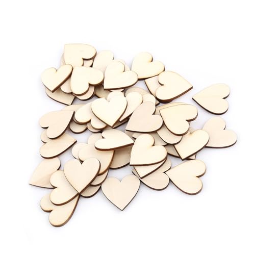 Holzform -Verschönerung, 100 Stück Holzherzen aus Holz Geschnitten, Ideal für Decoupage- und Kunstprojekte (25mm) von Marhynchus