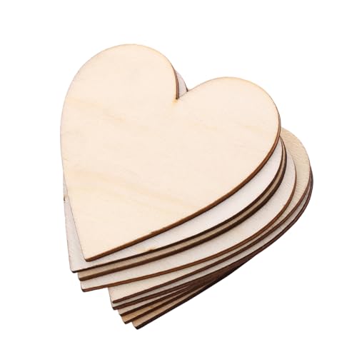 Holzform -Verschönerung, 100 Stück Holzherzen aus Holz Geschnitten, Ideal für Decoupage- und Kunstprojekte (80 mm) von Marhynchus