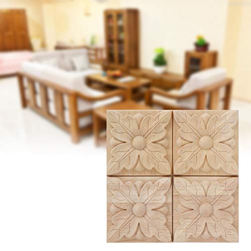 Holzschnitzer, 4pcs Holzgeschnitzte Applikation Onlay Carving Decitual Unbemalte Abziehbild für Türschrank Möbeldekor, Holzschnitztastraum (Stil 1) von Marhynchus