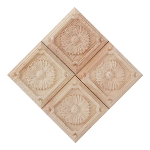 Holzschnitzer, 4pcs Holzgeschnitzte Applikation Onlay Carving Decitual Unbemalte Abziehbild für Türschrank Möbeldekor, Holzschnitztastraum (Stil 4) von Marhynchus