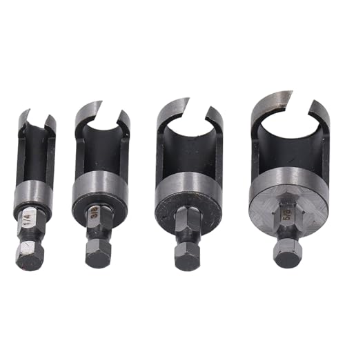 Holzstecker Cutter Set Haltbarer Kohlenstoffstahl Cork Bohrbit für Holzbearbeitung 4pcs Hex Shank Stecker Cutter für Holzarbeiter Holzstecker Cutter Set Haltbarer Kohlenstoffstahl Cork Bohrbit für Holzbearbeitung 4pcs Hex Shank Stecker Cutter für Holzarbeiter von Marhynchus