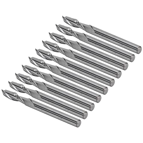 Marhynchus 10pcs 2,0 Mm Cutter Wolfram Stahl Endmühlenschneider Mühlenschneider Fräser Spirale Carbid -Endmühlenschneider mit 3,175 Mm Werkzeuggriffdurchmesser Schneller Gravur für (Doppelklinge) von Marhynchus