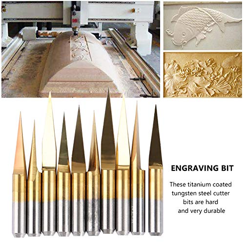 Marhynchus 10pcs 3,175 Mm Titanschicht mit Wolframstahlstich -Gravur CNC -Schnitzerei für Holzbearbeitung (3,175*10 °*0,1) von Marhynchus