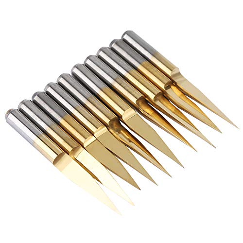 Marhynchus 10pcs 3,175 Mm Titanschicht mit Wolframstahlstich -Gravur CNC -Schnitzerei für Holzbearbeitung (3,175*15 °*0,1) von Marhynchus