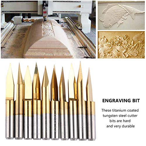 Marhynchus 10pcs 3,175 Mm Titanschicht mit Wolframstahlstich -Gravur CNC -Schnitzerei für Holzbearbeitung (3,175*25 °*0,1) von Marhynchus