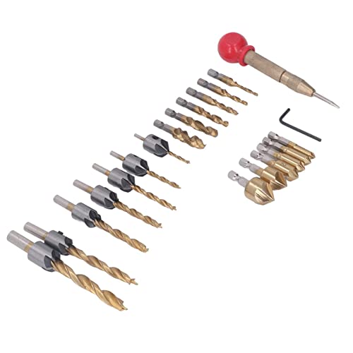 Marhynchus 20 Pcs Gold Plattiert Kammern Drill Bit Set Countersink Drill Bit Spiralhahn mit Hochgeschwindigkeitsstahl für Handbohrer Bank -Bohrer Hex -Sparklammermaschinen Marhynchus 20 Pcs Gold Plattiert Kammern Drill Bit Set Countersink Drill Bit Spiralhahn mit Hochgeschwindigkeitsstahl für Handbohrer Bank -Bohrer Hex -Sparklammermaschinen von Marhynchus