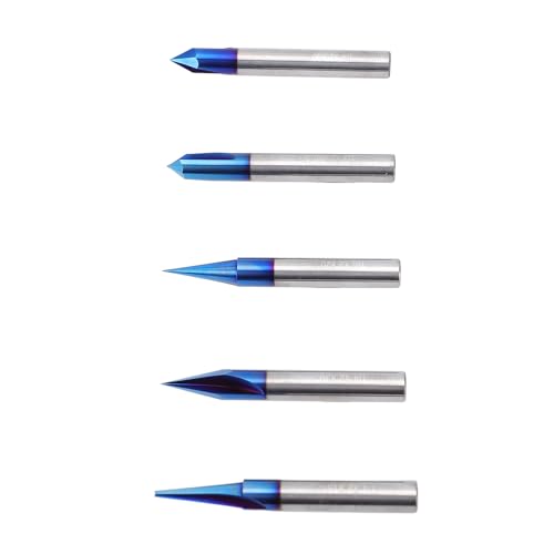 Marhynchus 5-teiliger CNC-Holzschnitzfräser, Gravur-Bit, V-Nut-Bit-Set, 1/4-Zoll-Schaft mit 15, 20, 30, 60 und 90-Grad-Winkeln für MDF, PVC, Acryl, Holz, Sperrholz von Marhynchus