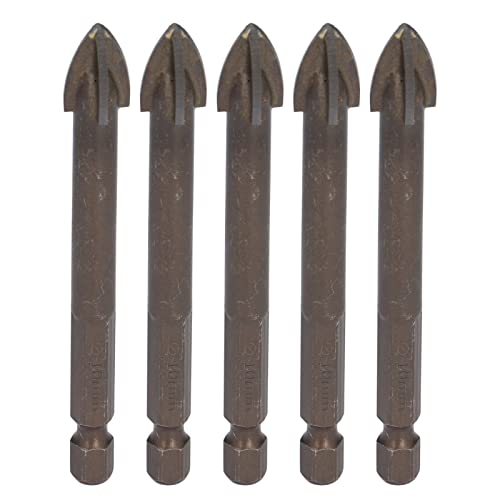 Marhynchus 5pcs Cross -Bohrer Bits Fliesenbohrer Bit Keramikbohrer Bit 1/4in Sechskant Shank Carbid Lochöffner für Glasbetonzementwände mit Hartem Legierungsmaterial (10 mm) von Marhynchus