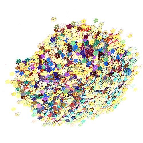 Marhynchus Bunte Blumförmige Konfetti-Glitzer-Pailletten für Hochzeitsfeierdekorationen 60G PVC-Material (0,7 cm große fünfblättrige Blüte) von Marhynchus