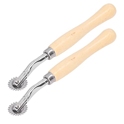 Marhynchus Edelstahl -Rollennähte -Tracing Rad mit Einem Festen Holzgriff, Gerader Linienbetrieb für Lederwaren, Edelstahlrolle, 2 Tracing Wheel Pack von Marhynchus