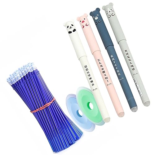 Marhynchus Eladerable Gelschreiber Set 0,5 Mm Neutral Blau Tinten -Cartoon -Schreibwaren mit Nachfüllungen und Radiergummi für Schulen und Büros, Packung von 4 Stiften von Marhynchus