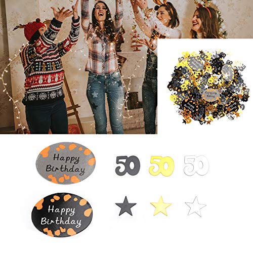Marhynchus Geburtstagsfeier Werfen Konfetti, Exquisite Designtischdekoration, 600pcs+12pc Papierkarten, Ideal für Esstische, Schwarz/Gold/Silber (600 Zahlenstücke + 12 Stücke der) von Marhynchus