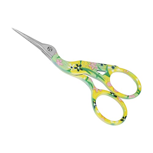 Marhynchus Hochwertige Mini Farbenfrohe Kohlenstoffstahl -Stickkranform -Schere Zum Nähen oder Täglichen Gebrauch (Gelb mit grünen Blumen) von Marhynchus