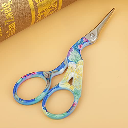 Marhynchus Hochwertige Mini Farbenfrohe Kohlenstoffstahl -Stickkranform -Schere Zum Nähen oder Täglichen Gebrauch (Lila Blume auf Weiß) von Marhynchus