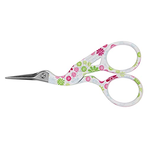 Marhynchus Hochwertige Mini Farbenfrohe Kohlenstoffstahl -Stickkranform -Schere Zum Nähen oder Täglichen Gebrauch (Weiß mit rosa Blume) von Marhynchus