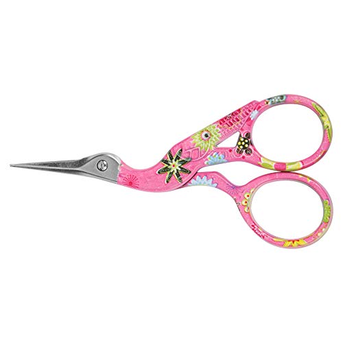 Marhynchus Hochwertige Mini Farbenfrohe Kohlenstoffstahl -Stickkranform -Schere Zum Nähen oder Täglichen Gebrauch (Weiße Blumen auf Rosenroter Hintergrund) von Marhynchus