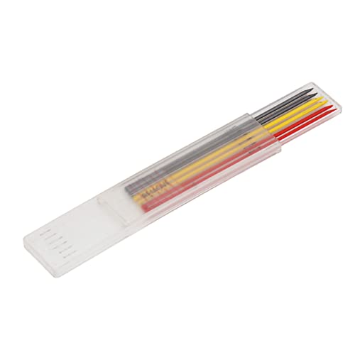 Marhynchus Marker Pencil Nachfüllung, 6pcs Carpenter Bleistift Nachfüllung mit Intelligentem Design für Holzbearbeitung, Dauerhafte Wasserdicht (Schwarz+Rot+Gelb) von Marhynchus