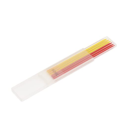 Marhynchus Marker Pencil Nachfüllung, 6pcs Carpenter Bleistift Nachfüllung mit Intelligentem Design für Holzbearbeitung, Dauerhafte Wasserdicht (rot und gelb) von Marhynchus