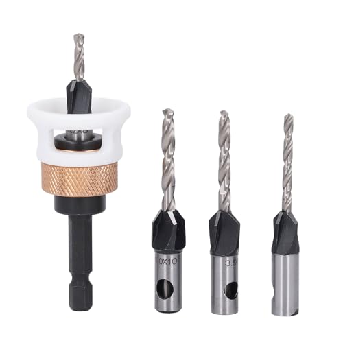 Professionell 6542 Vane/Wing Countersink Drill Bit Set, 4 Flöte Aluminium -Legierungsschalter Sinker Set mit Aufbewahrungsbox, für Hartholzbohrungen und Schraubinstallation von Marhynchus