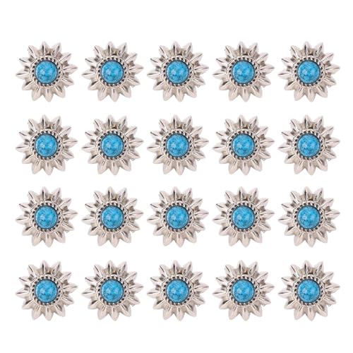 Retro Türkiser Kunstblumenschraubenschnalle Exquisite Vintage Decorative Schnalle für Leder -DIY, 20 Sets für Handgefertigte Projekte (BLACK) (Rot) (BLUE) von Marhynchus