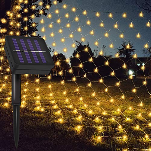 Solar-Deko-Lichterkette, Warmweiße Netz-Nachtlichter für Außen- und Innendekoration mit Blitzmoduswechsel, 204 LED-Lichter (Sortierte Farbe) von Marhynchus