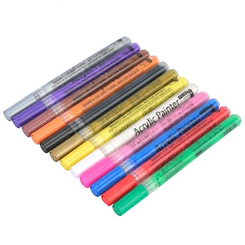 Wasserdichte Marker, Acrylfarbenstifte Marker - 0,7 Mm 12 Farben Wasserbasis Lackierstift für Holz, Keramik, Metall, Stoff, Wasserbasis Farbe Stift Wasserdichte Marker, Acrylfarbenstifte Marker - 0,7 Mm 12 Farben Wasserbasis Lackierstift für Holz, Keramik, Metall, Stoff, Wasserbasis Farbe Stift von Marhynchus