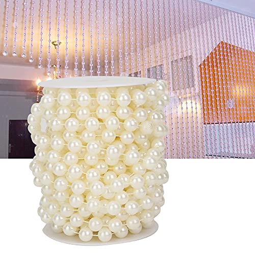 Weiße Perle Girlande, 12 Mm Künstliche Perlenkettenkette, Verbindungsvorhangschnur für Hochzeitsmittelstücke Girlande Dekorationen 10m/Roll, Perlenkits (Beige) von Marhynchus