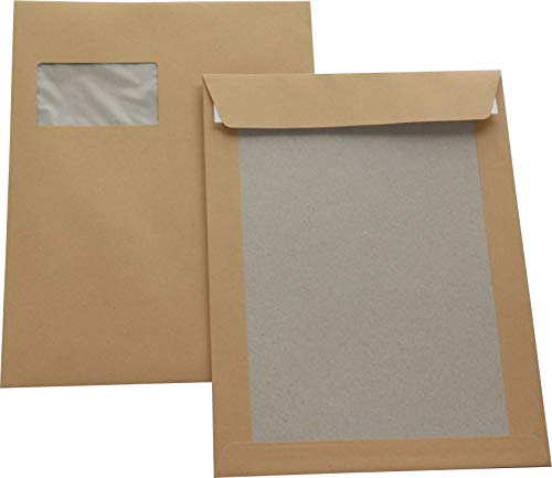10 St. C4 Papprückwand Versandtaschen mit Fenster braun 120 gr. Kuvert Haftklebend Briefumschläge HK Briefhüllen von Mari-Medienverpackungen