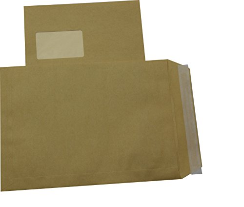 10 St. Versandtaschen extra stark 120 gr. DIN A4 C4 braun mit Fenster Kuvert Haftklebend Briefumschläge HK von Mari-Medienverpackungen