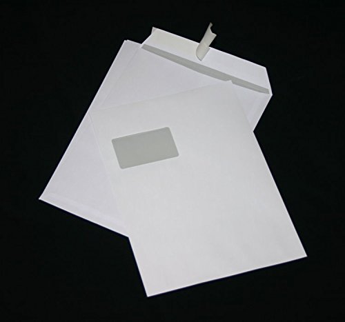 100 St. Versandtaschen extra stark 120 gr. DIN A4 C4 weiß mit Fenster Kuvert Haftklebend Briefumschläge HK von Mari-Medienverpackungen