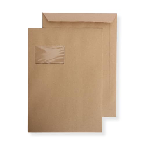 45 St. Versandtaschen extra stark 120 gr. DIN A4 C4 braun mit Fenster Kuvert Haftklebend Briefumschläge HK von Mari-Medienverpackungen
