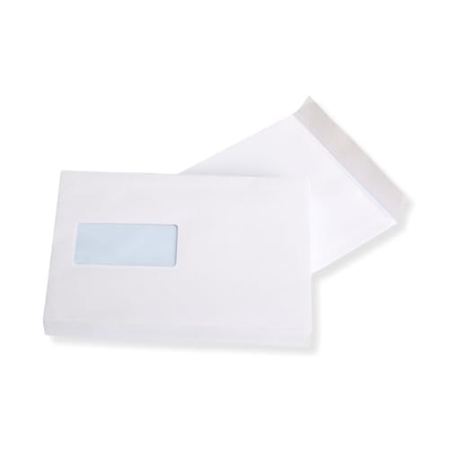 50 St. B5 Versandtaschen weiß 176 x 250 mm HK mit Fenster Briefumschlag haftklebend Kuvert von Mari-Medienverpackungen