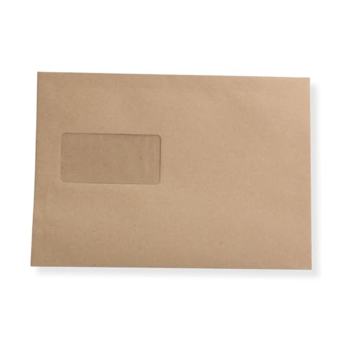 500 St. B5 Versandtaschen 176 x 250 mm braun mit Fenster Briefumschlag selbstklebend von Mari-Medienverpackungen