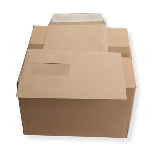 500 St. B5 Versandtaschen braun 176 x 250 mm HK mit Fenster Briefumschlag haftklebend Kuvert von Mari-Medienverpackungen