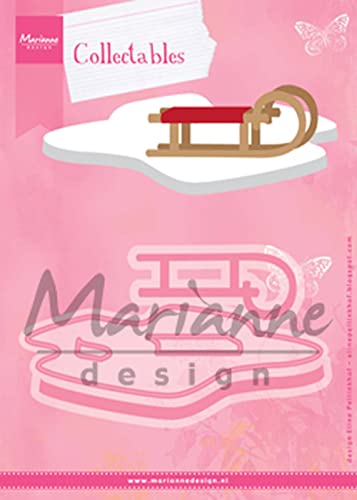 Marianne Design Collectables Stanzschablone Eline's Schlitten und Schnee Dies, Metall, rosa, 21 x 15 x 0.4 cm von Marianne Design