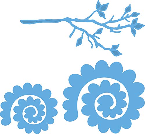 Marianne Design Creatables Zweig mit Blume 1-Stanzschablone und Prägeschablone für die Kartengestaltung und Scrapbooking, Metal, blau, 19 x 13.3 x 0.2 cm von Marianne Design