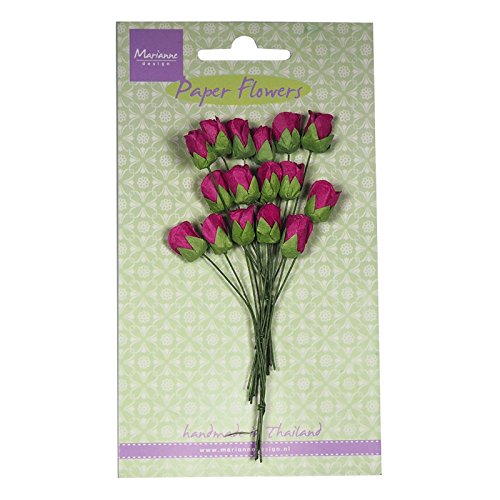 Marianne Design Hand Made Roses Bud Blumen Karte Bright Pink, Papier, Medium Pink, 9.5x5x0.9 cm von Marianne Design