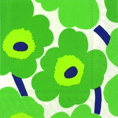 Marimekko - Cocktail-Servietten Unikko Green 25 x 25 cm von Marimekko