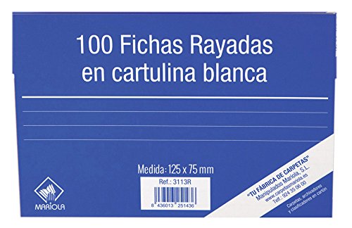 MARIOLA 3112R Pack 100 linierte Karteikarten, 125 x 75 MARIOLA 3112R Pack 100 linierte Karteikarten, 125 x 75 von Mariola