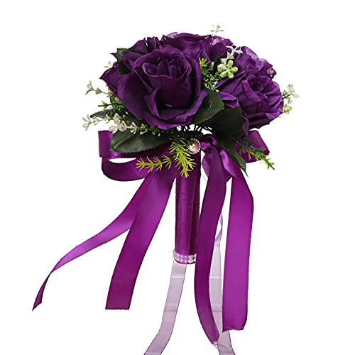 Maritown 9 Zoll Braut Hochzeitsstrauß Braut Künstliche Rose Bridal Holding Weiß Rosa Lila Für Hochzeitsfeier Maritown 9 Zoll Braut Hochzeitsstrauß Braut Künstliche Rose Bridal Holding Weiß Rosa Lila Für Hochzeitsfeier von Maritown