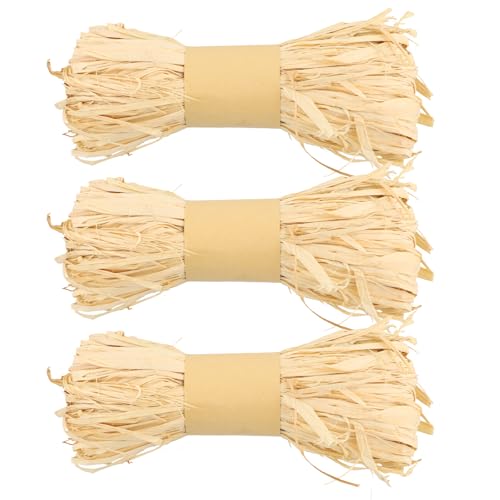 3 Stück Bast Raffia Naturbast,50g Bindebast,Natur Raffiabast Bastband,Bast Zum Basteln Für Festival Geschenkverpackung,Basteln,Dekoration,Weben von Marjoramy