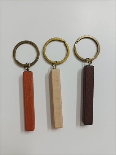 3 Stück Blank Rechteck Schlüssel Anhänger Schlüsselanhänger Holz, Unfertige Schlüsselanhänger aus Holz für Gravur, Graffiti, Kunsthandwerk, DIY Geschenk Dekoration (12.5cm) von Marjoramy