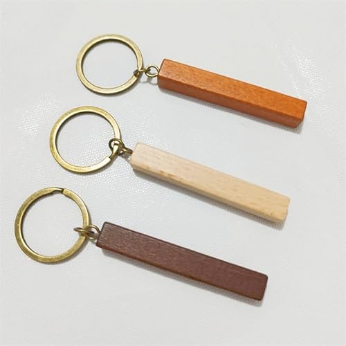 Marjoramy 3 Stück Blank Rechteck Schlüssel Anhänger Schlüsselanhänger Holz, Unfertige Schlüsselanhänger aus Holz für Gravur, Graffiti, Kunsthandwerk, DIY Geschenk Dekoration (10cm) von Marjoramy